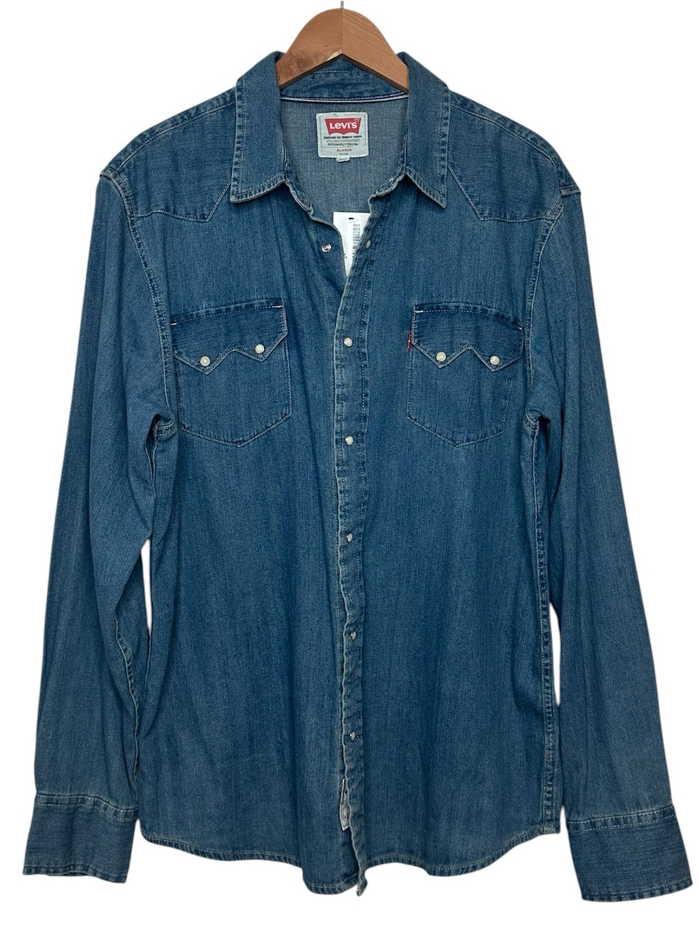 Levi's Men's Pearl Snap Classic Western Shirt Size XL Blue Denim Americana NWT